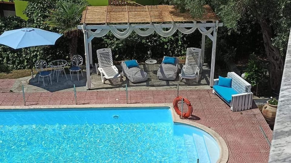 Patio, Natural landscape, Garden, Garden view, Pool view, Swimming pool, sunbed