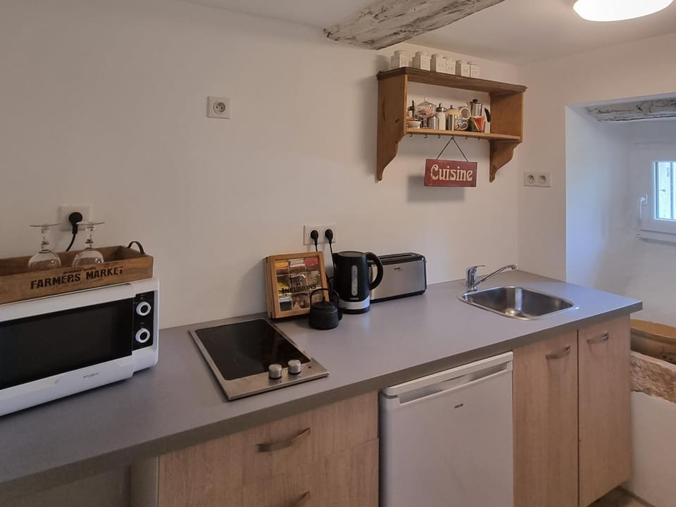Kitchen or kitchenette, minibar, stove, toaster