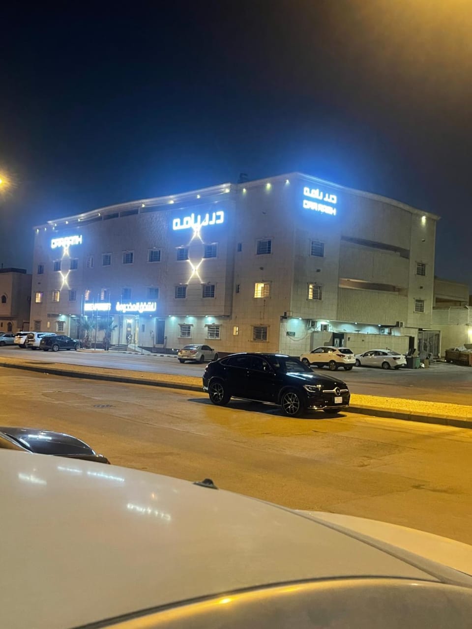 Property building, Night, Location, Parking