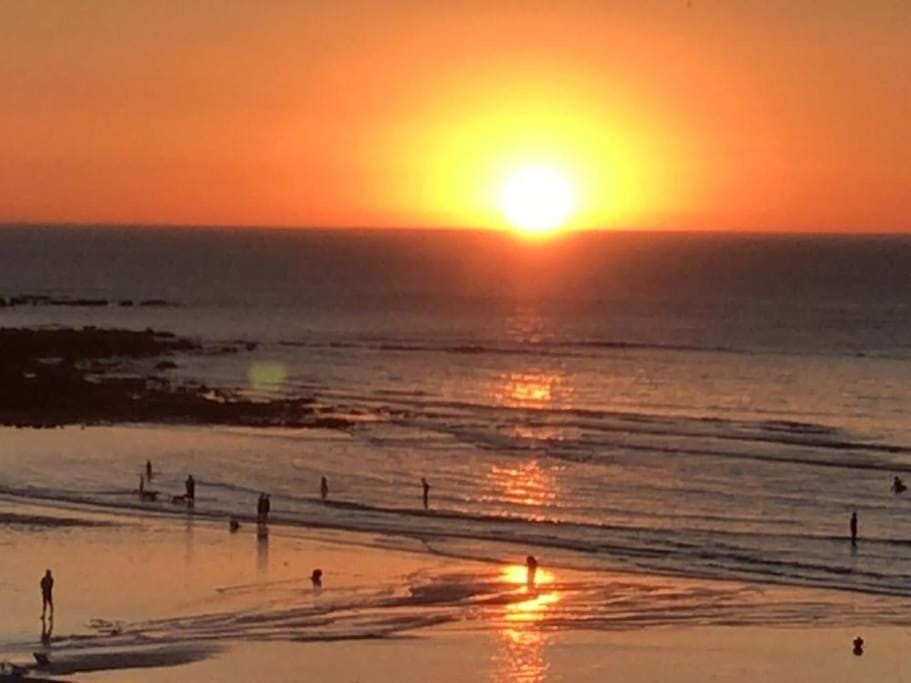 Beach, Sea view, Sunset