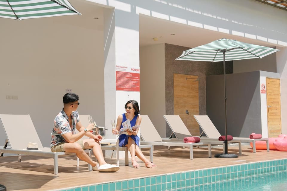 People, Guests, Pool view, Swimming pool, sunbed
