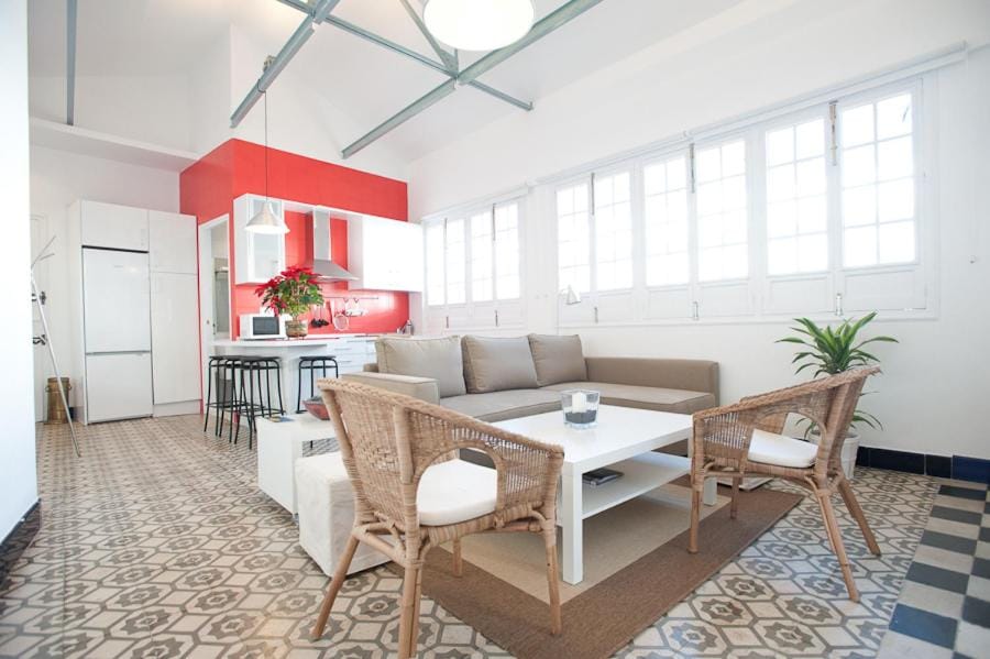 Kitchen or kitchenette, Living room, Dining area