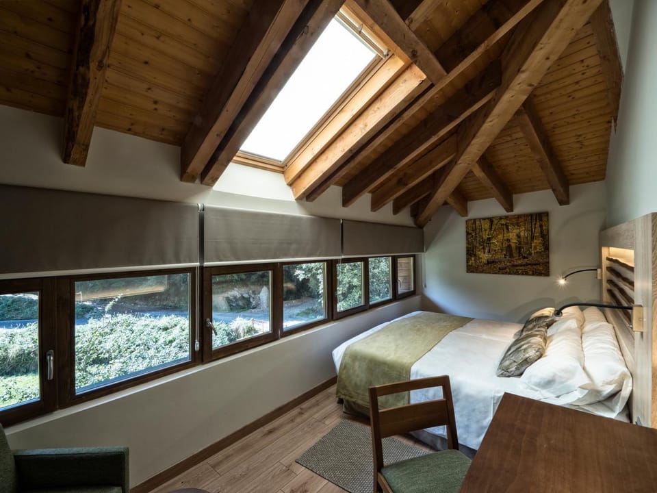 Shower, TV and multimedia, Seating area, Bedroom, Mountain view, River view