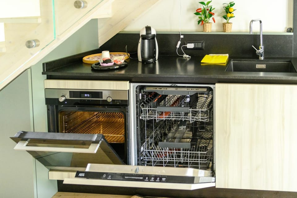 Kitchen or kitchenette, dishwasher, oven