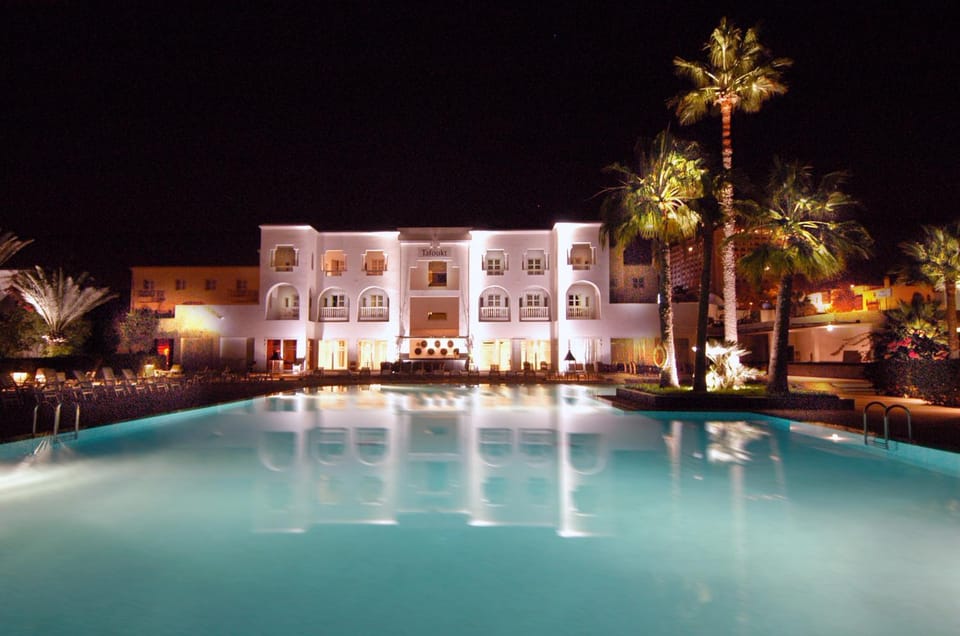 Property building, Night, Swimming pool
