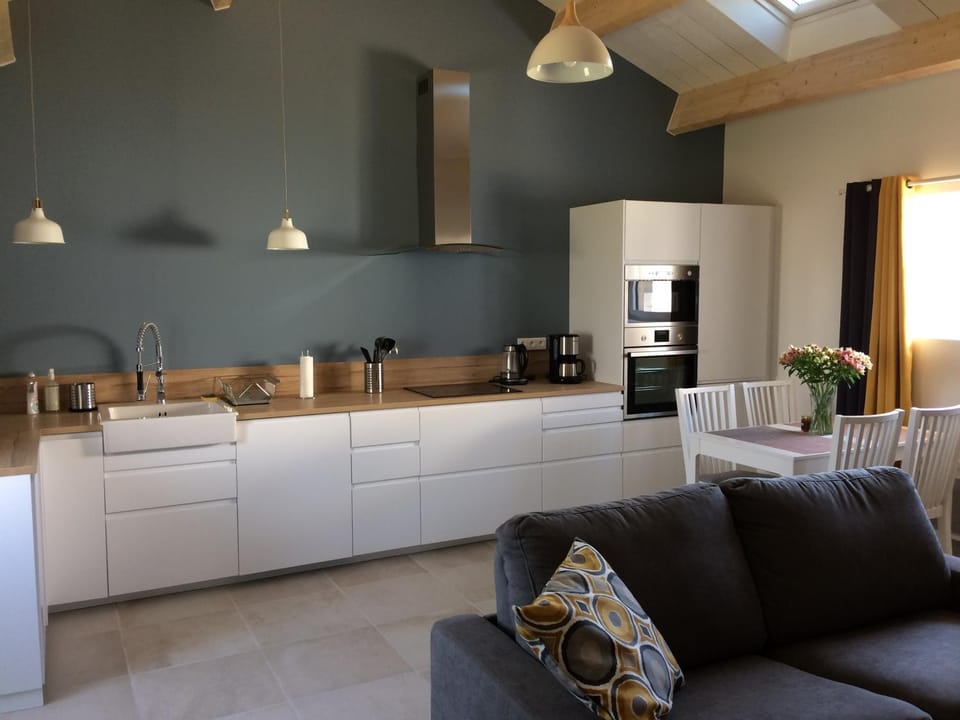 Kitchen or kitchenette, Seating area, Dining area, dishwasher, oven, stove