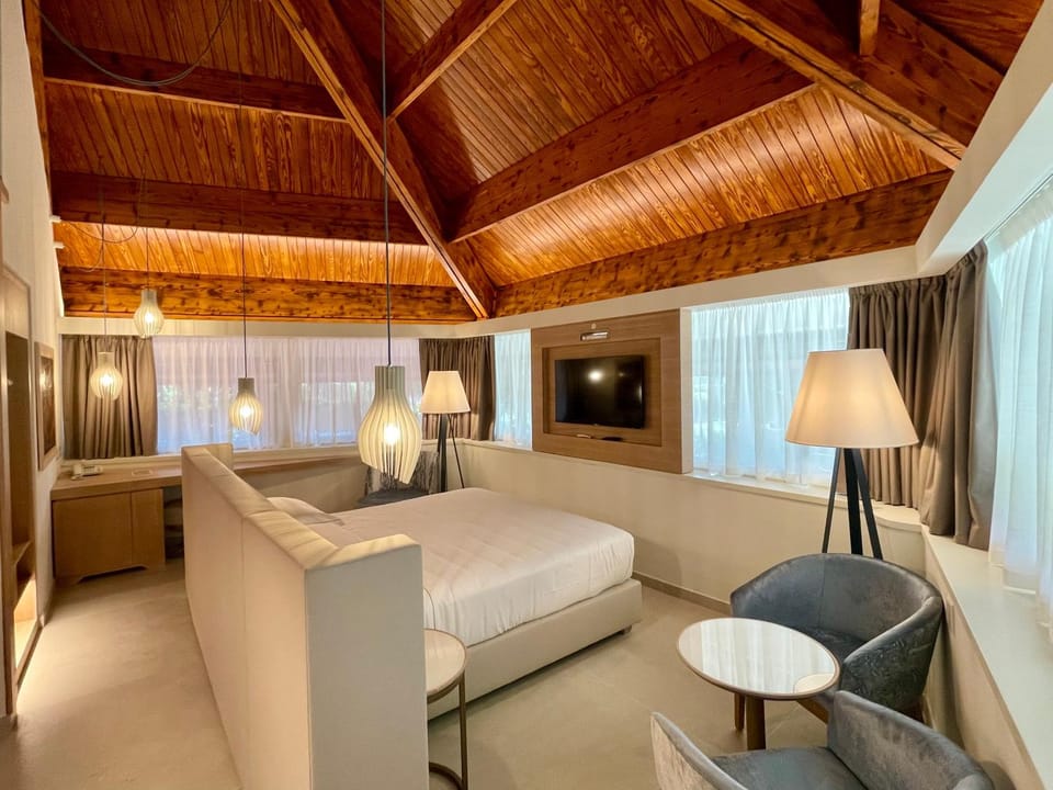 Bed, TV and multimedia, Living room, Photo of the whole room, Seating area, Bedroom