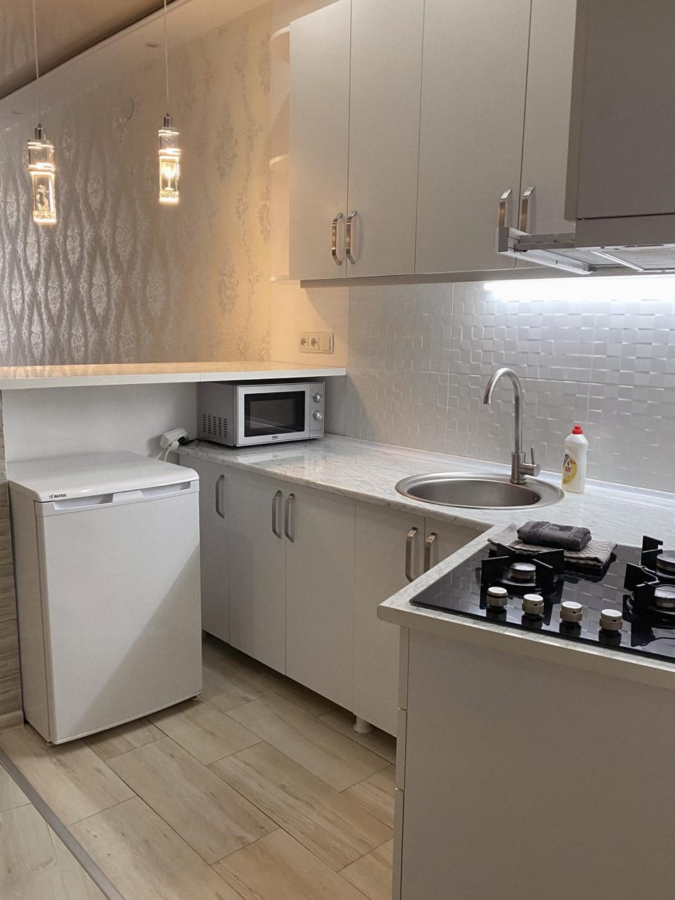 Kitchen or kitchenette, stove