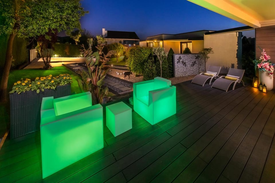 Night, Garden, View (from property/room), Balcony/Terrace, Garden view