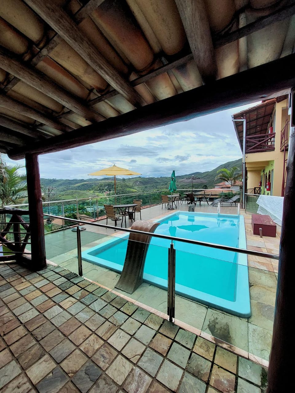 Patio, Day, Natural landscape, Balcony/Terrace, Mountain view, Pool view, Swimming pool, sunbed