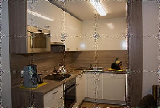 Kitchen or kitchenette, dishwasher, stove