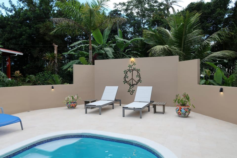 Natural landscape, Garden, Pool view, Swimming pool, sunbed
