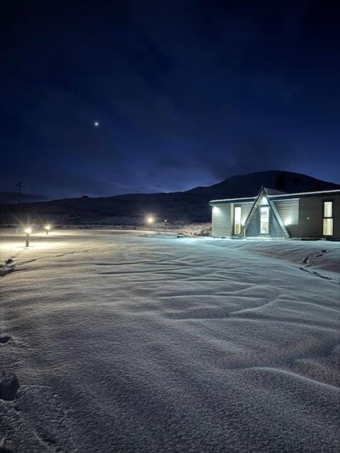 Property building, Night, Natural landscape, Winter, Mountain view