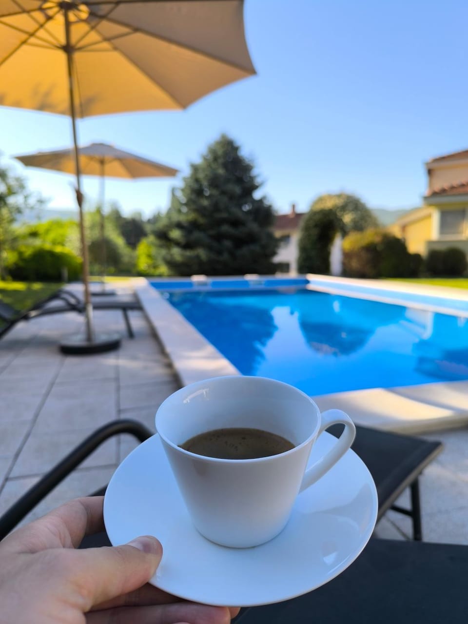 Swimming pool, sunbed