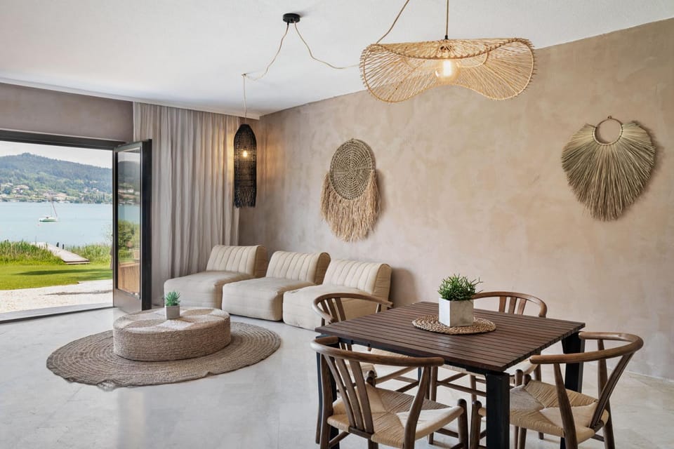 Natural landscape, Living room, Seating area, Dining area, Lake view, Mountain view