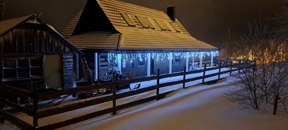 Property building, Night, Winter
