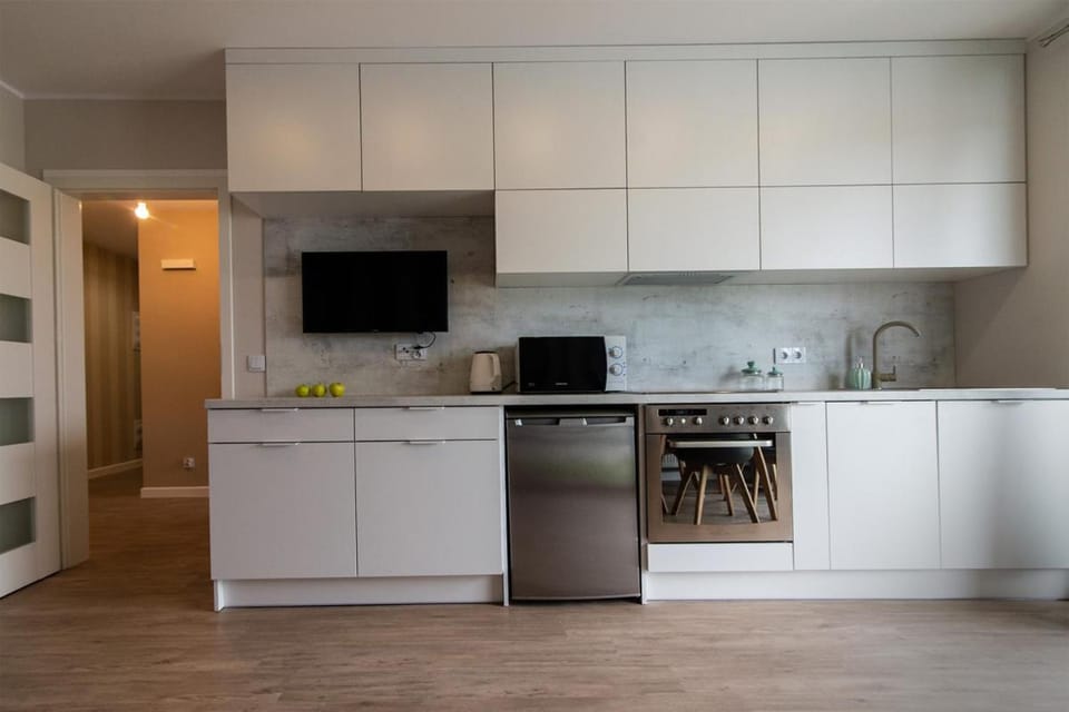 Kitchen or kitchenette, dishwasher, stove