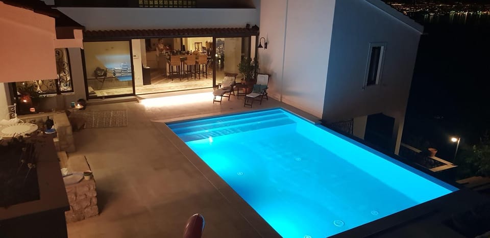 Property building, Night, Balcony/Terrace, Pool view, Swimming pool