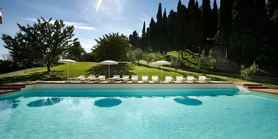 Property building, Living room, Swimming pool