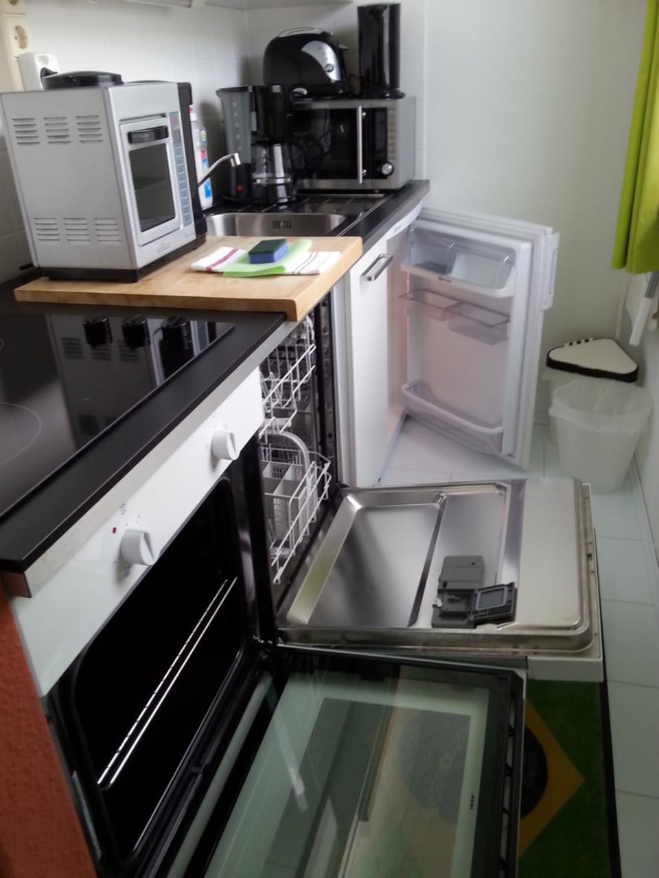 Kitchen or kitchenette, oven, stove, toaster