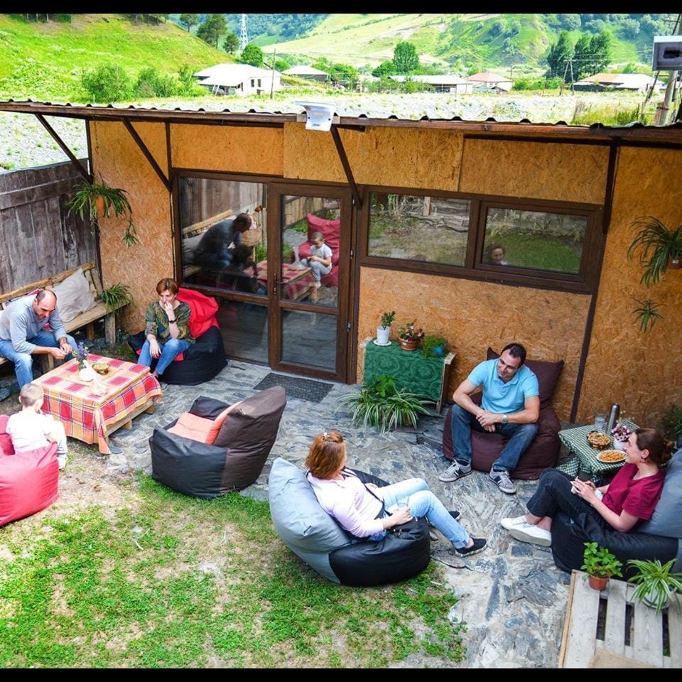 Garden, group of guests