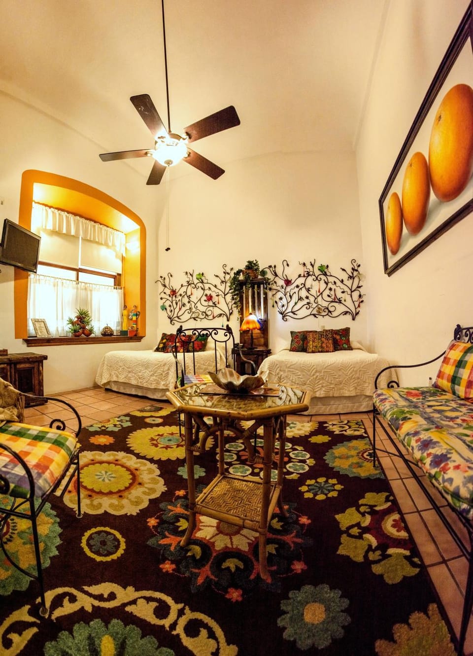 Living room, fireplace