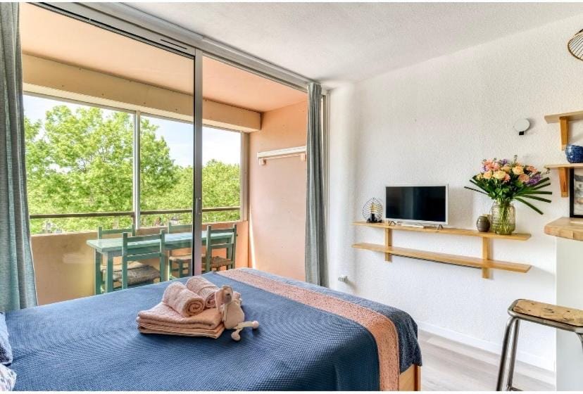 Studio Les Régates avec loggia et parking gratuit Plage du Grazel Gruissan Apartment in Gruissan