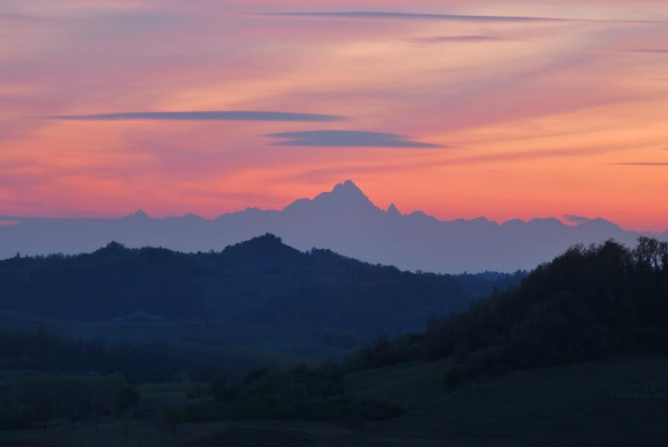 Nearby landmark, Natural landscape, Mountain view, Sunset