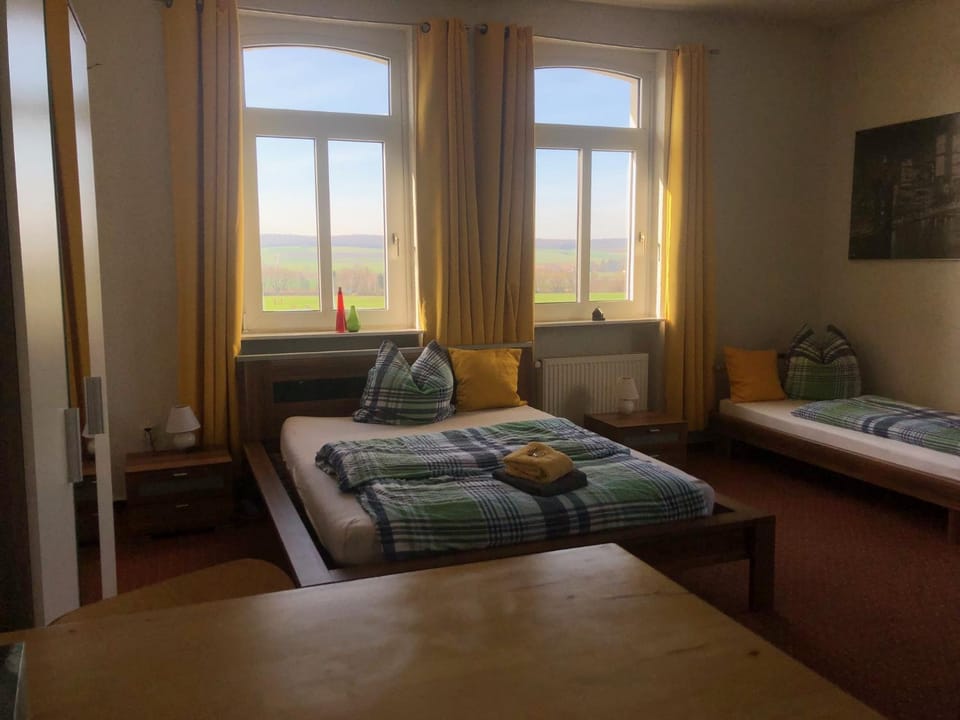 Bed, Natural landscape, Photo of the whole room, Bedroom, towels