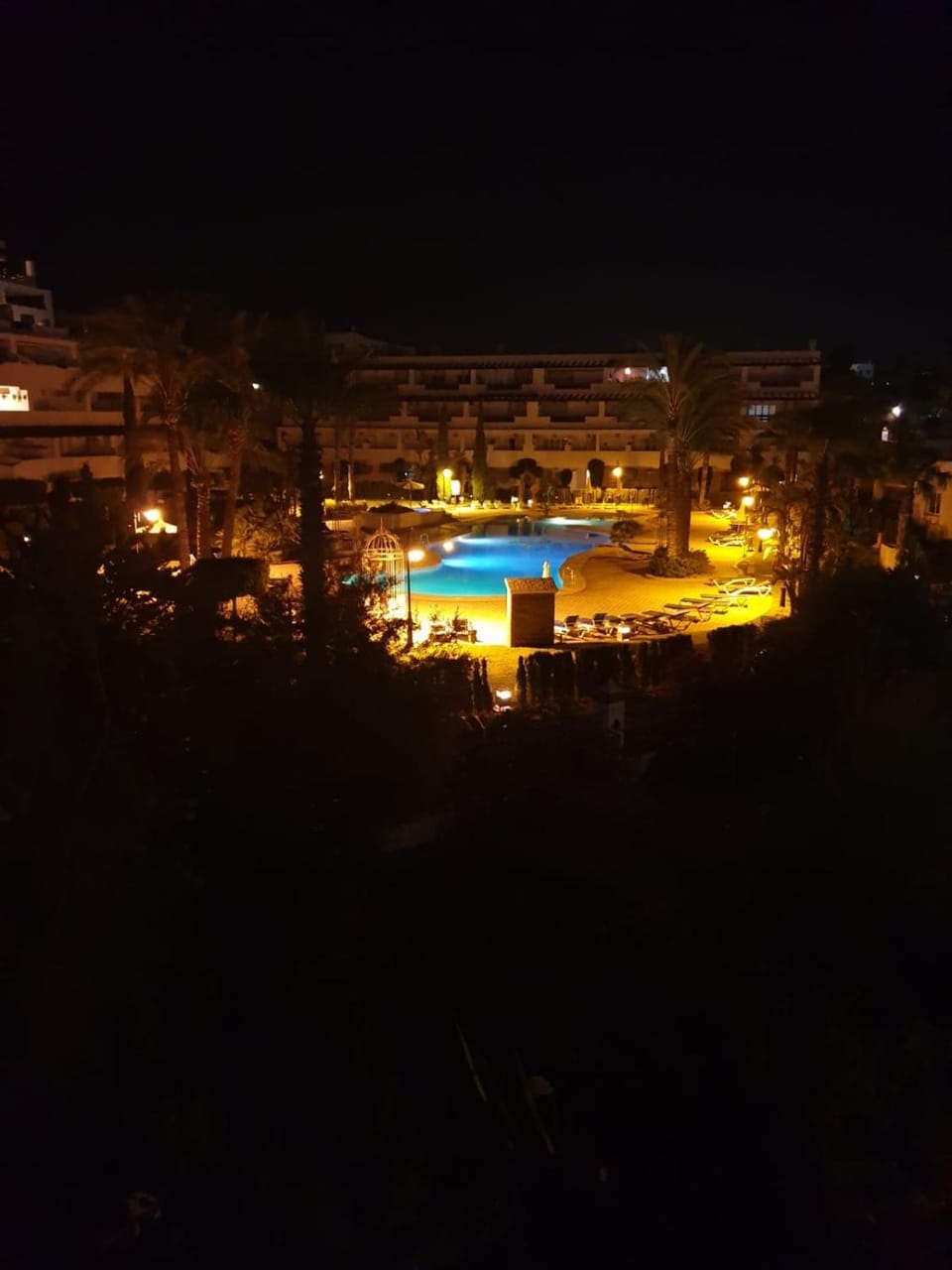 Night, Pool view, Swimming pool
