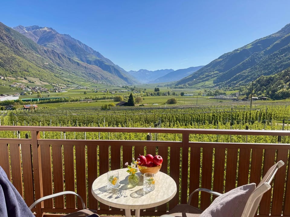 Day, Natural landscape, View (from property/room), Balcony/Terrace, Dining area, Mountain view
