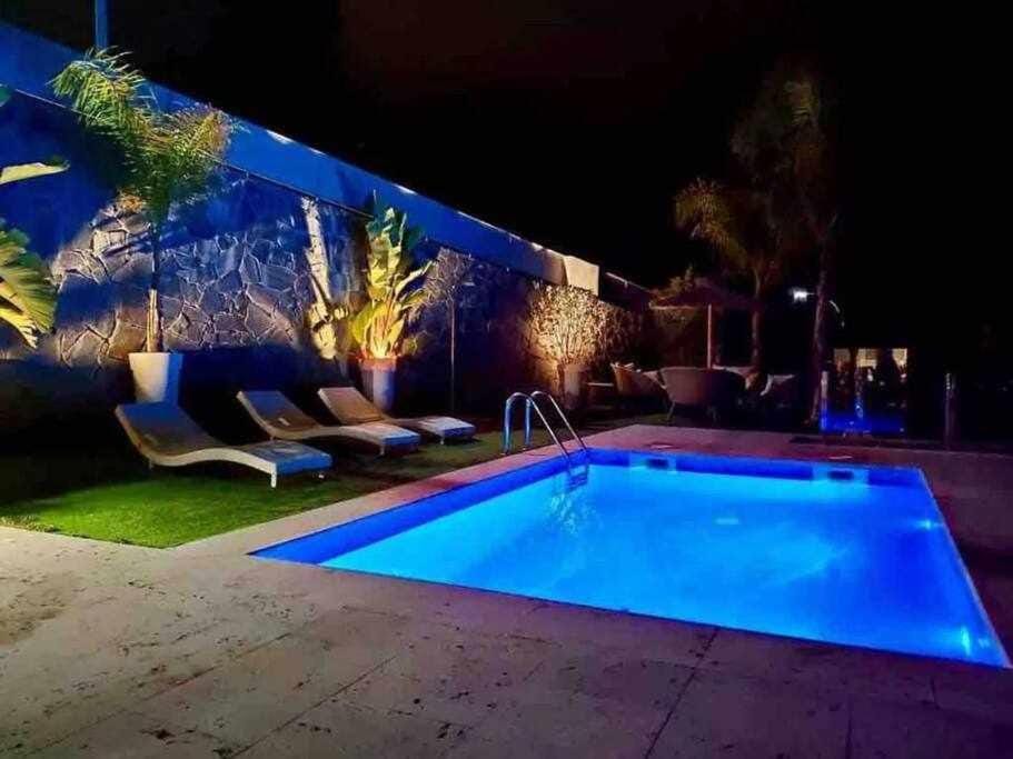 Night, Pool view, Swimming pool