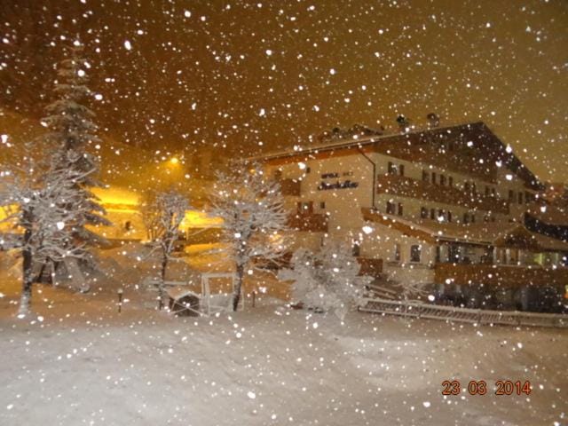 Property building, Night, Winter