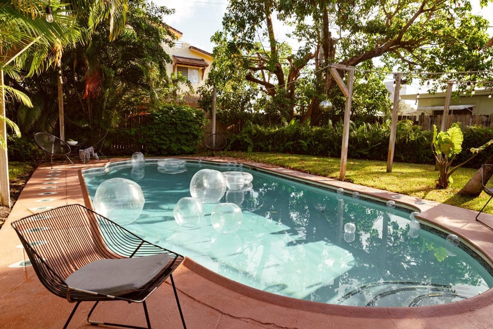 Patio, Day, Natural landscape, Garden, Pool view, Swimming pool