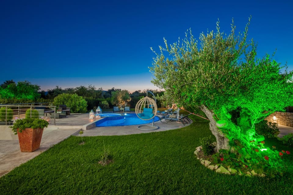 Night, Garden, Evening entertainment, Garden view, Pool view, Swimming pool, sunbed