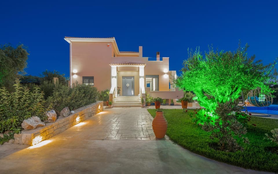 Property building, Facade/entrance, Night, Garden view
