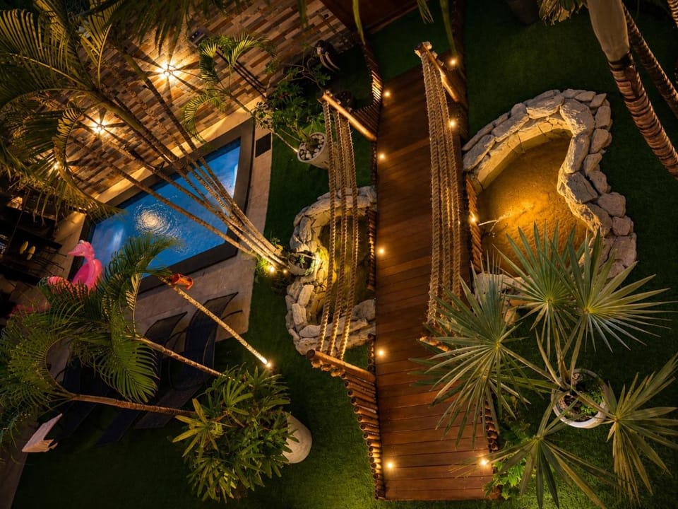 Night, Natural landscape, Garden, Garden view, Pool view, Swimming pool