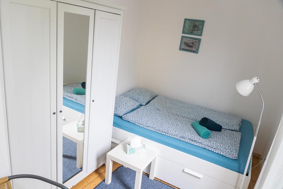 Bed, Photo of the whole room, Bedroom, towels, wardrobe