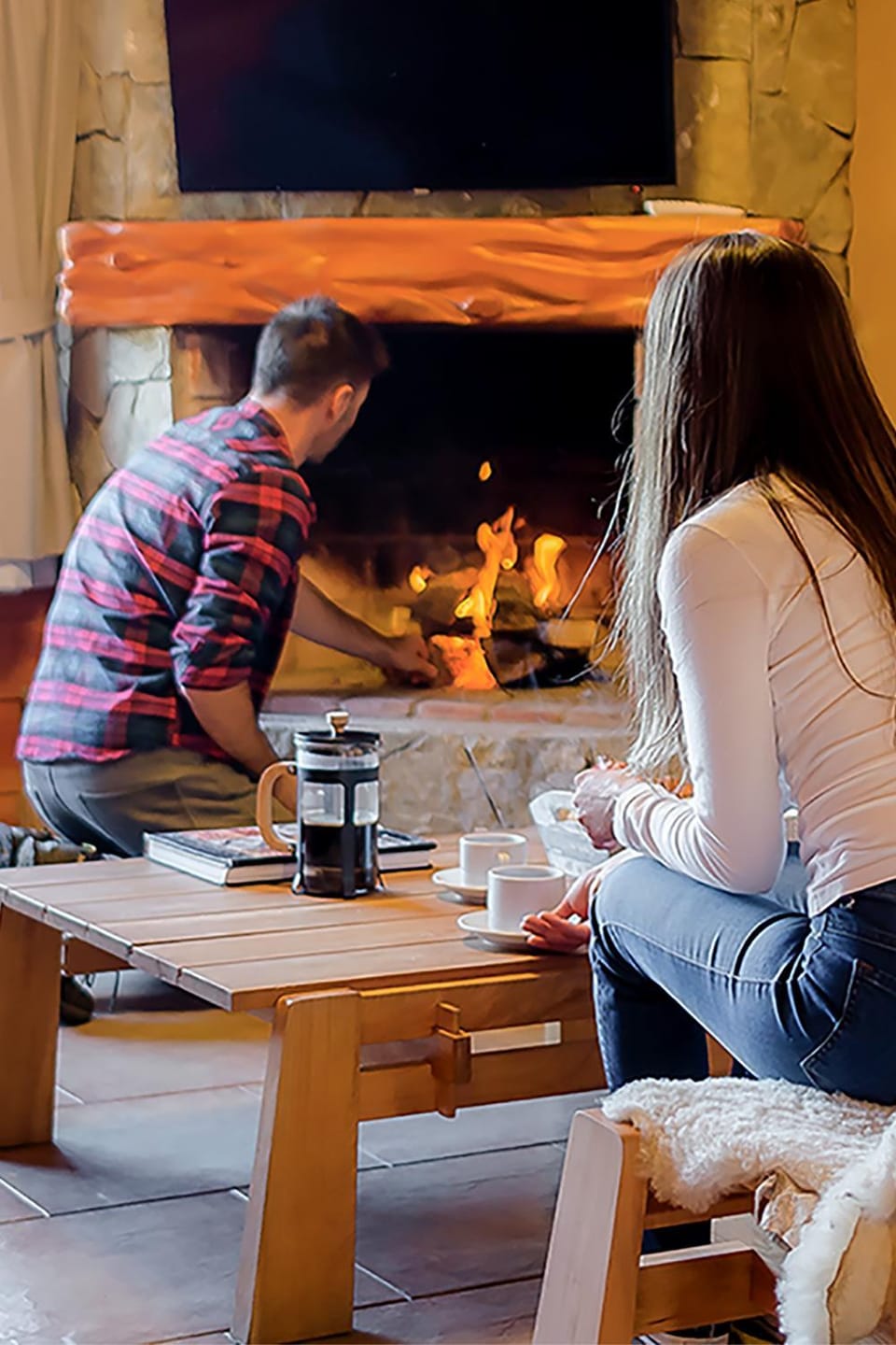 Winter, Autumn, fireplace