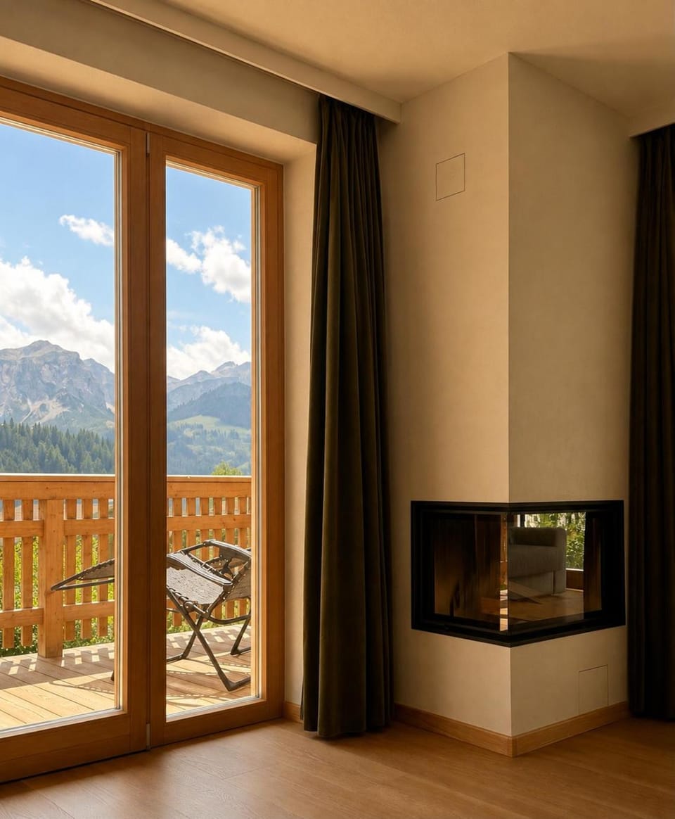 Mountain view, fireplace