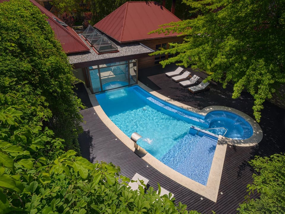 Patio, Bird's eye view, Hot Tub, Pool view, Area and facilities, Swimming pool