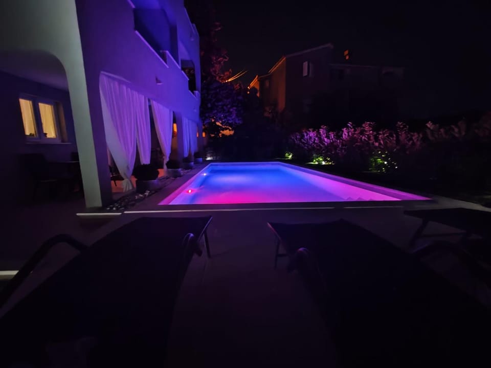 Night, Pool view, Swimming pool
