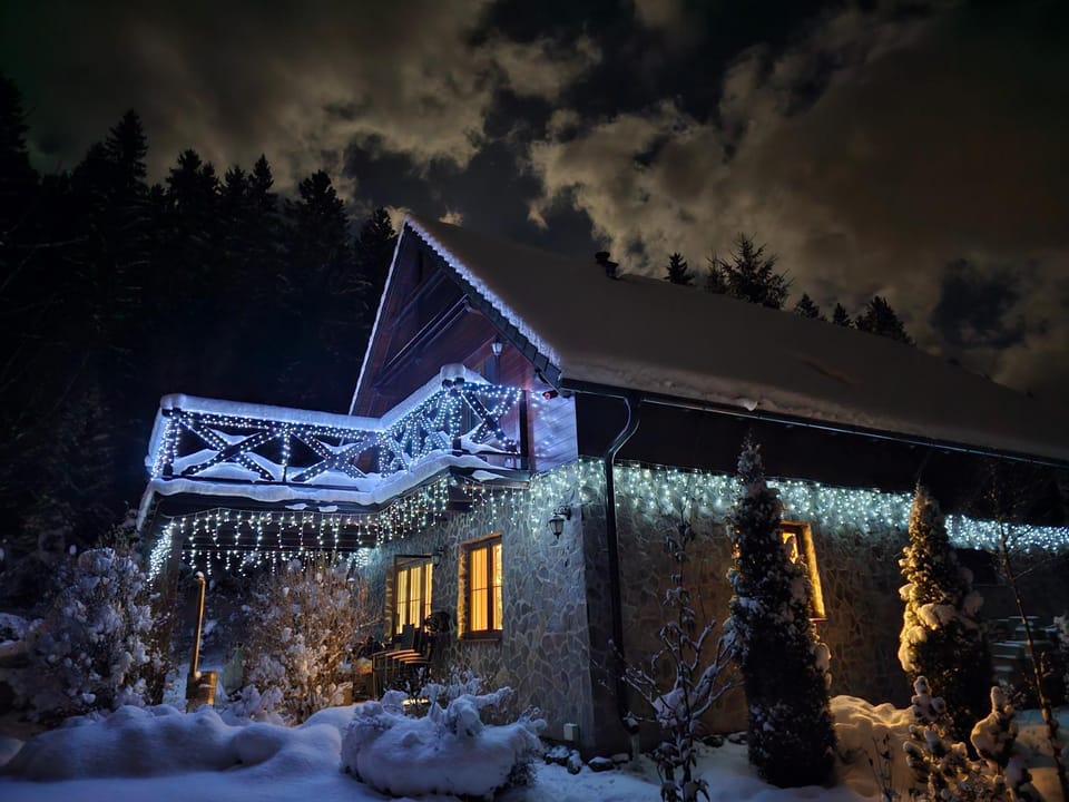 Property building, Night, Winter