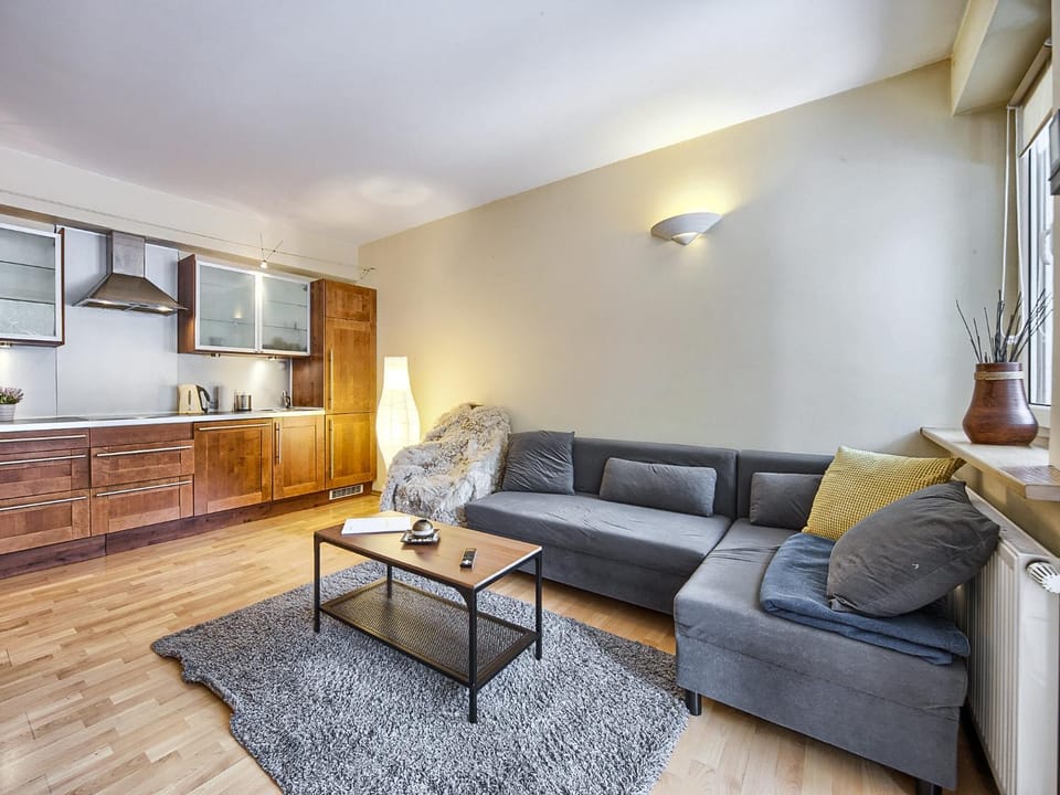 Kitchen or kitchenette, Living room, Seating area