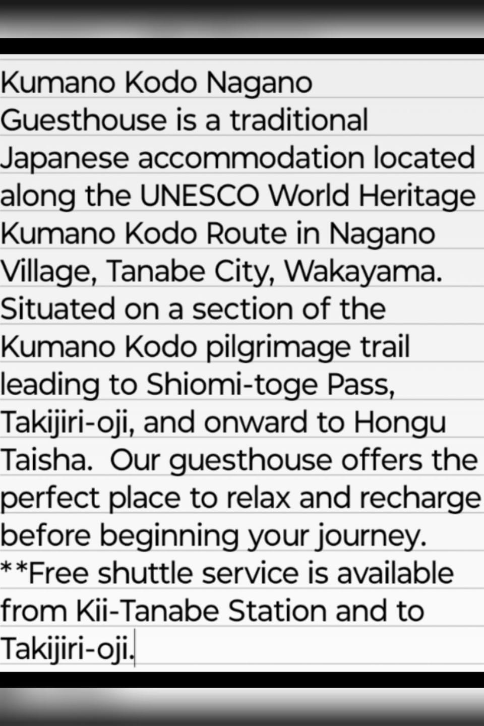Kumano Kodo Nagano Guesthouse Bed and Breakfast in Japan