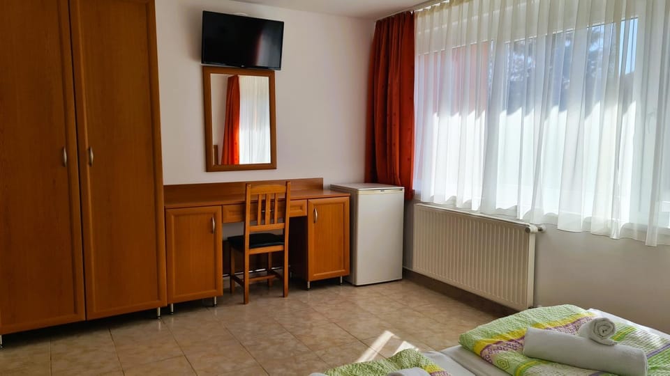 Bed, TV and multimedia, Photo of the whole room, Garden view, furniture, wardrobe, air conditioner