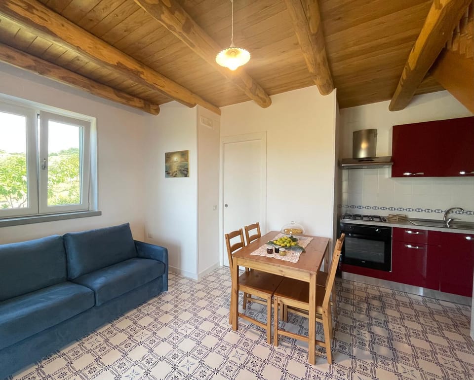 Kitchen or kitchenette, Living room, Seating area, Dining area, stove
