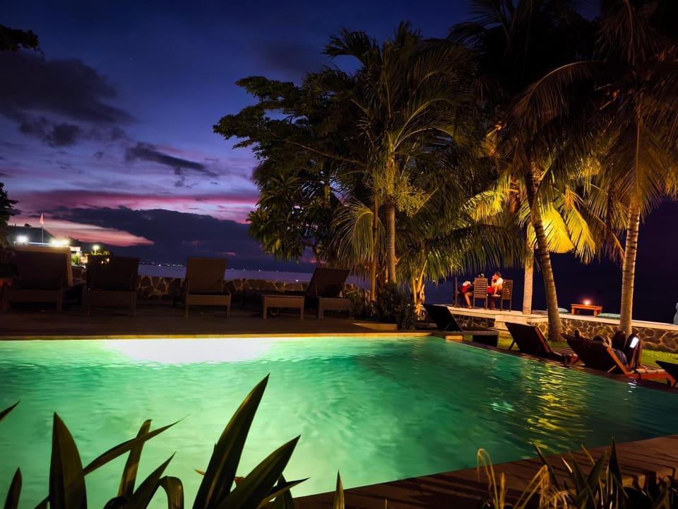 Night, Pool view, Swimming pool