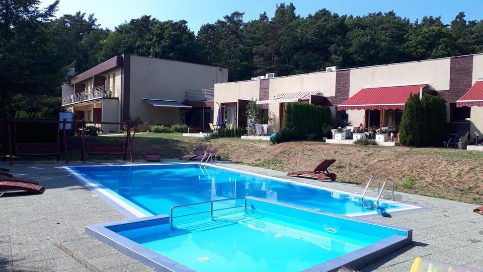 Property building, Pool view, Swimming pool, sunbed