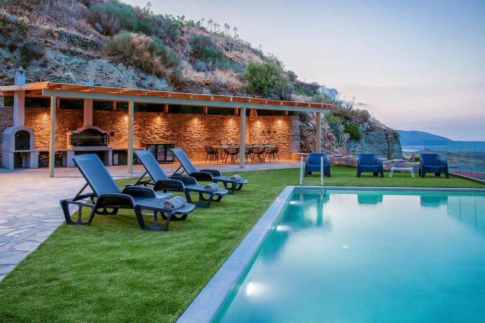 Patio, Facade/entrance, BBQ facilities, Pool view, Sea view, Swimming pool